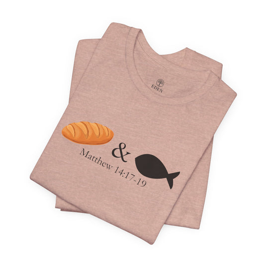 Loaves & Fish – Christian Minimalist T-Shirt (Matthew 14:17–19)